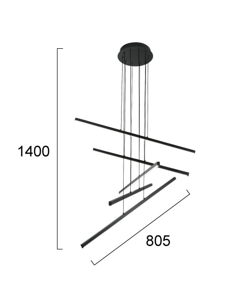 ΦΩΤΙΣΤΙΚΟ ΚΡΕΜΑΣΤΟ LED 60W 4301400 ΜΑΥΡΟ 3000Κ-4000Κ-6000Κ