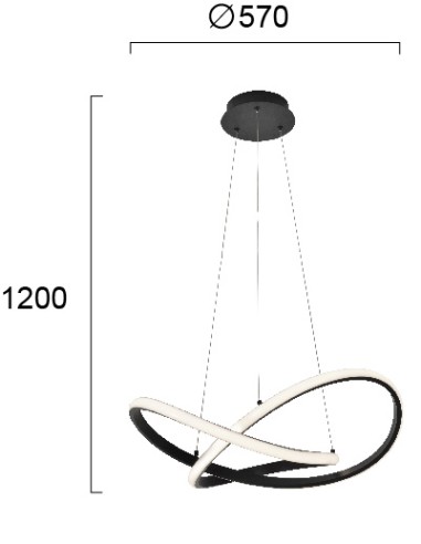 ΦΩΤΙΣΤΙΚΟ ΚΡΕΜΑΣΤΟ LED 42W 4247800 3000K ΜΑΥΡΟ