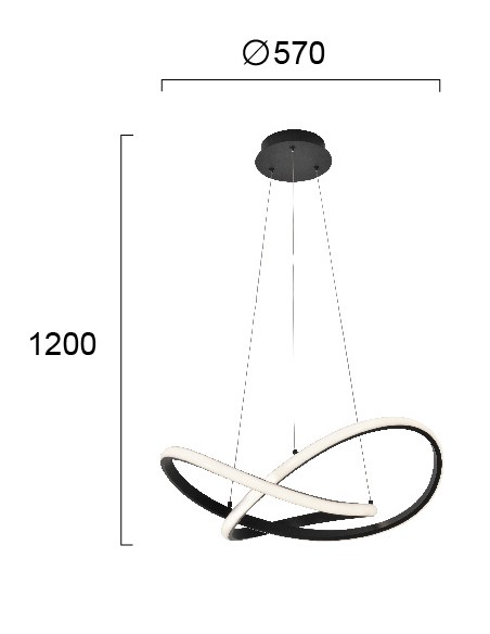 ΦΩΤΙΣΤΙΚΟ ΚΡΕΜΑΣΤΟ LED 42W 4247800 3000K ΜΑΥΡΟ