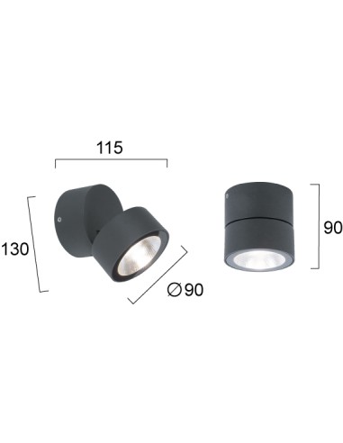 ΣΠΟΤ AΛΟΥΜΙΝΙΟΥ LED 13W 4333700 3000K ΑΝΘΡΑΚΙ ΙΡ54