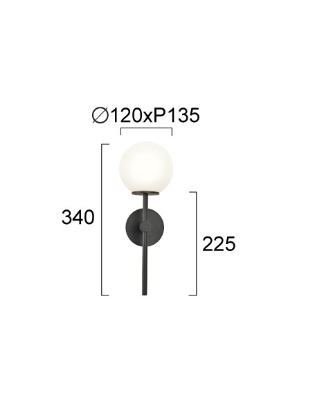 ΑΠΛΙΚΑ 4344001 ΟΠΑΛ ΓΥΑΛΙ ΜΕ ΒΑΣΗ ΜΑΥΡΗ  IP44