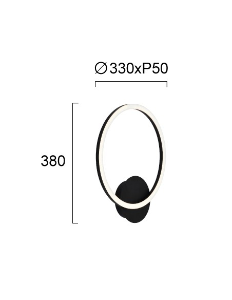 ΑΠΛΙΚΑ LED 4324300 15W 3000K ΜΑΥΡΗ