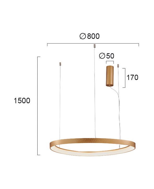 ΦΩΤΙΣΤΙΚΟ ΚΡΕΜΑΣΤΟ LED 60W 4222900 3000K ΧΡΥΣΟ ΜΑΤ