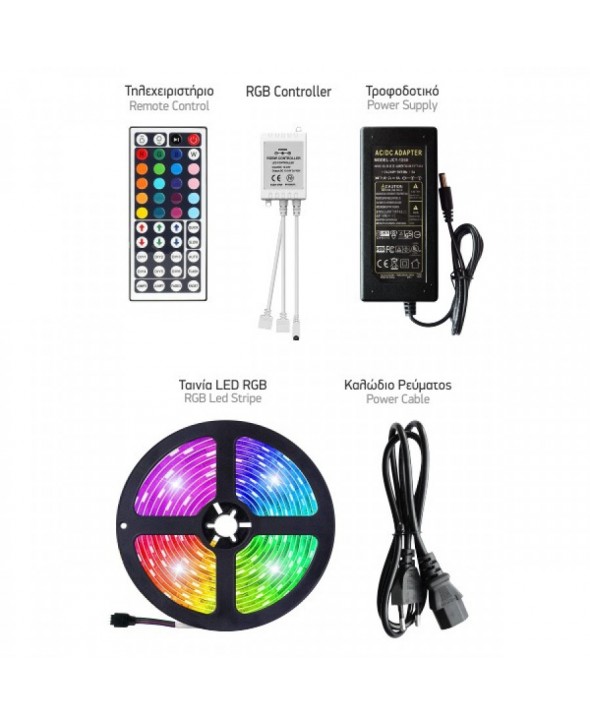 ΤΑΙΝΙΑ LED 12V 14.4W ΣΕΤ RGB 10M IP65 5129